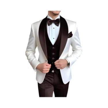Imagem de Terno Masculino De 3 Peças Personalizado Com Lapela De Lenço Para Casa