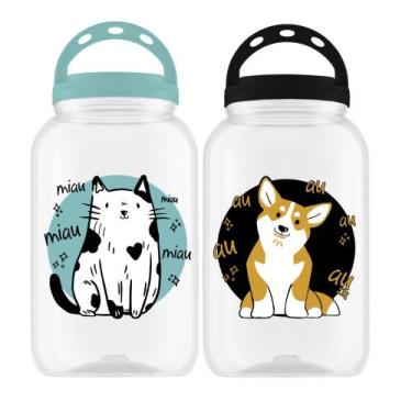 Imagem de Kit 2 Porta Ração Petiscos Cachorro Gato 3,6l Com Alça - - Bandeirante