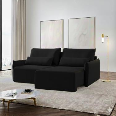Imagem de Sofá Retrátil E Reclinável Pequim Caixa Zero 1,80m - Preto