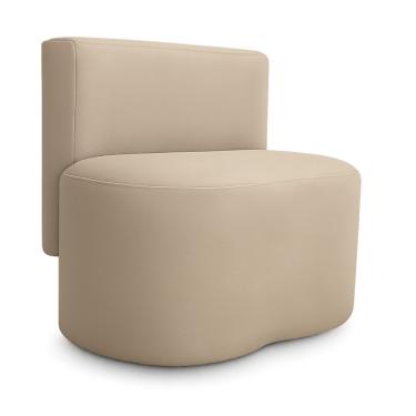 Imagem de Puff Curvo Feijão Orgânico Com Encosto Sala Confortável Redondo Resistente Linho Suede Bege