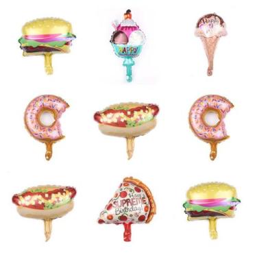 Imagem de Kit de balões de festa Mylar Mini Hamburg Ice Cream Doughnu - yiweisai