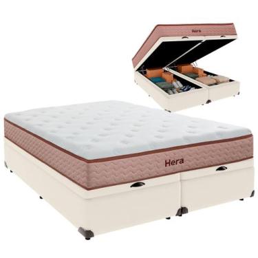 Imagem de Cama Baú Queen e Colchão Hera Molas Ensacadas Colchobel Palha