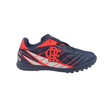 Imagem de Chuteira Flamengo Oxn Avanti 3 Society Pro Pvc - Infantil - Marinho/Branco/Coral-Unissex