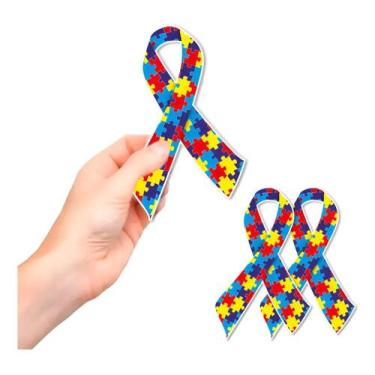 Imagem de Kit 3 Adesivo Autista Autismo Externo Carro Laço Pcd - Wellstore