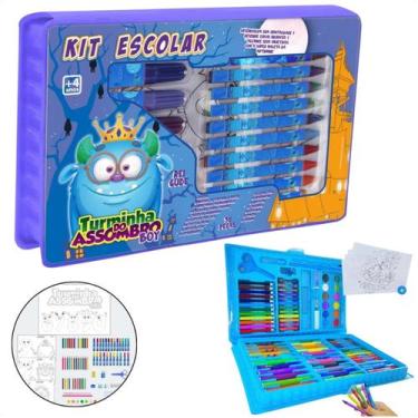 Imagem de Kit Escolar Turminha do Assombro  Estojo Maleta com 94 Peça Cor:Azul