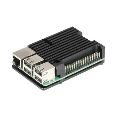 Imagem de Caixa De Alumínio Preta Com Ventilador Duplo Para Raspberry Pi 4/3 B B