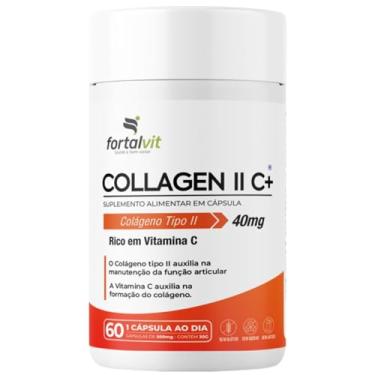 Imagem de Collagen II C+ - Colágeno Tipo 2, Vitamina C, E e Vitaminas do Complexo B, Longa Duração: 2 Meses de Uso, 60 Cápsulas, Alto Teor, Fortalvit