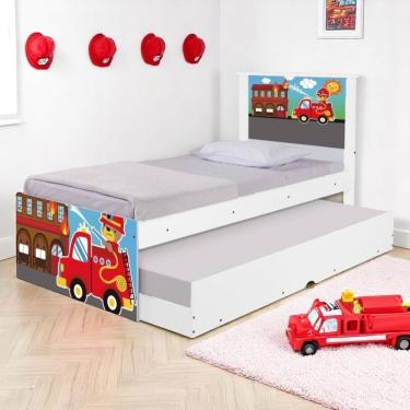 Imagem de Bi Cama Infantil Solteiro 195cm X 96cm Kmteb Quartel D- Fogo