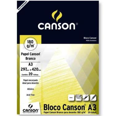 Imagem de Bloco Papel Desenho A3 Canson 180g 20 Folhas Branco
