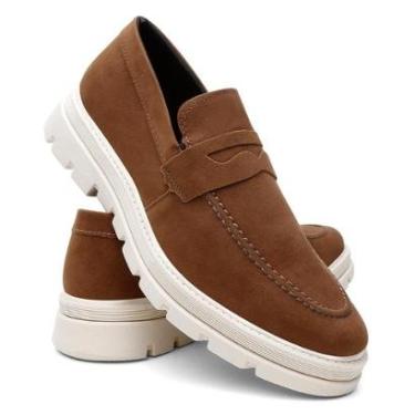 Imagem de Sapato Social Mocassim Oxford Camurça Masculino Sola Tratorada Leve Macio-Masculino