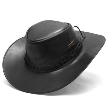 Imagem de Chapéu Country Cowboy Atrevidu's Em Couro Legítimo Original, Preto, GG