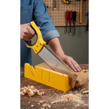 Imagem de Kit Gabarito Caixa Meia Esquadria + Serrote 12" Madeira - Congratulati