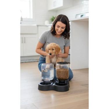 Imagem de Comedouro Bebedouro Duplo Automático Cães Gatos 3L 1.5kg - Congratulat