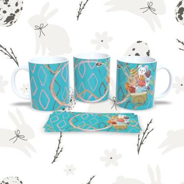 Imagem de Caneca de Porcelana Páscoa 53 para Bebidas 325ML Decorada Temática Branca Outras Marcas
