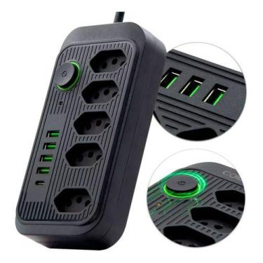Imagem de Extensão De Tomadas 5 Tomadas + 5 Usb - Genérico