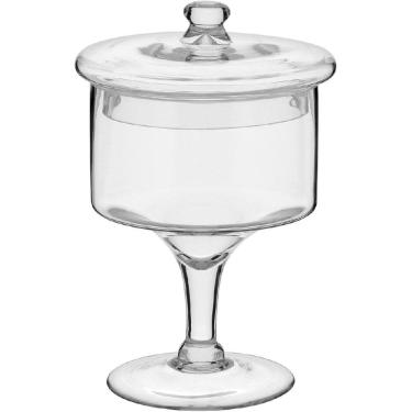 Imagem de POTICHE VASO DECORATIVO ENFEITE BOMBONIERE VIDRO 22x18x18cm 