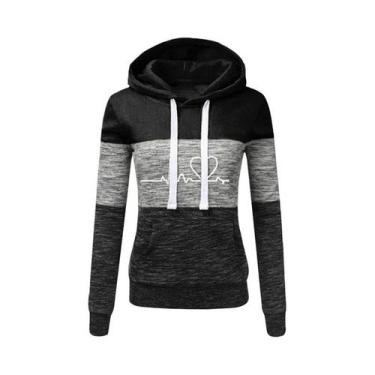 Imagem de Conjunto De Moletom Feminino Com Capuz E Calças Em Cores Contrastantes
