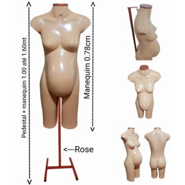 Imagem de Manequim feminino (meio corpo gravida N.38) bege com tampa Rose + pede