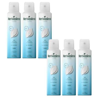 Imagem de Kit 6 Desodorante Aerossol Herbíssimo Care Sem Álcool Sensitive 150Ml 