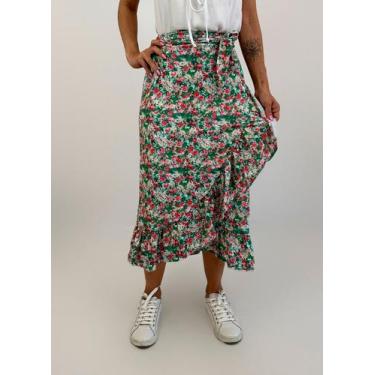 Imagem de Saia kalina transpassada pretty girl rosas 100% algodão 21212-2 - BLUF
