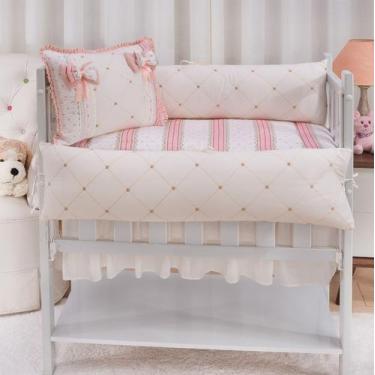 Imagem de Kit enxoval para mini berço essence na cor salmon - menina - MEDINA CO