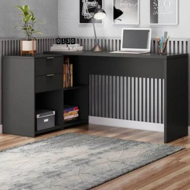 Imagem de Mesa Para Escritório 2 Gavetas Preto Nt2060 - Notável - NOTVEL