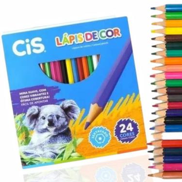 Imagem de Lápis De Cor 24 Cores Cis Foto Das Cores Reais Sextavados - L&E