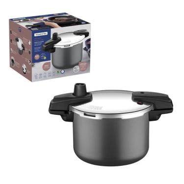 Imagem de Panela de Pressão Arizona Indução Alumínio Antiaderente 4,5L Cinza com Fundo para Fogão Tramontina