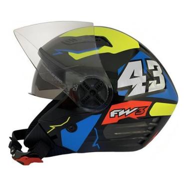 Imagem de Capacete Moto Aberto Fw3 X Open Up 43 Tam 56 Viseira Cristal Óculos In