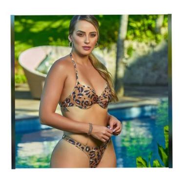 Imagem de Biquini animal print meia taça da sol e agua, Marrom, M