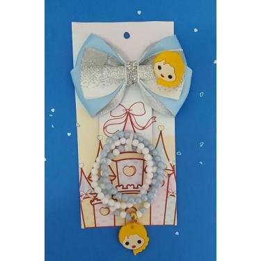 Imagem de Kit Acessórios 1 Laço + 1 Kit Pulseira Princesa Artesanal Frozen Menin