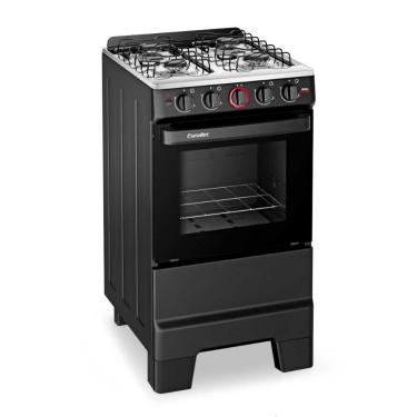 Imagem de Fogão a Gás Piso 4 Bocas GLP Esmaltec Ideal Super F4IAP Mesa Inox Acendimento Automático Preto Bivolt
