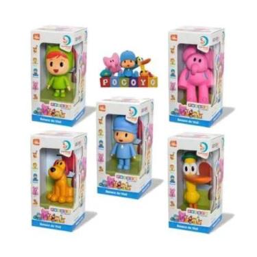 Imagem de Kit 5 Bonecos Turma do Pocoyo de Vinil Pocoyo, Pato, Elly, Loula, Nina