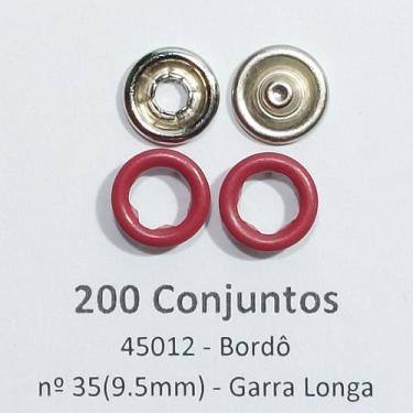 Imagem de Botões de Pressão Nº 35 Tic-Tac Colorido Latão Variados Bordô 9,5mm 50