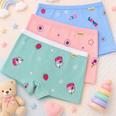 Imagem de Kit 5 Calcinhas box shortinho estampado infantil feminina Mavique, Mul