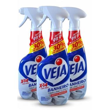 Imagem de Kit 03 Veja X14 Spray Tira Limo Cloro Ativo 500ml Banheiro