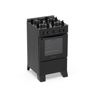 Imagem de Fogão 4 Bocas Atlas Automático Milão Glass Mesa de Vidro Preto, Preto,