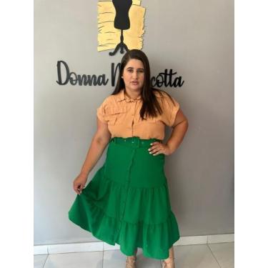 Imagem de Saia midi longo maricota feminino verde tam g, GG
