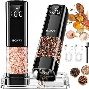 Imagem de Conjunto de Moedores Elétricos de Sal e Pimenta IFONPY 100 ml USB-C