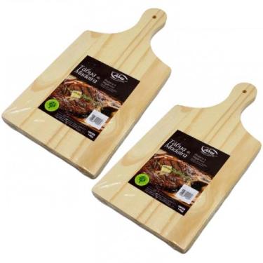 Imagem de Kit 2 Tábuas De Carne Churrasco Corte Madeira 40cm Reforçada Alimentos