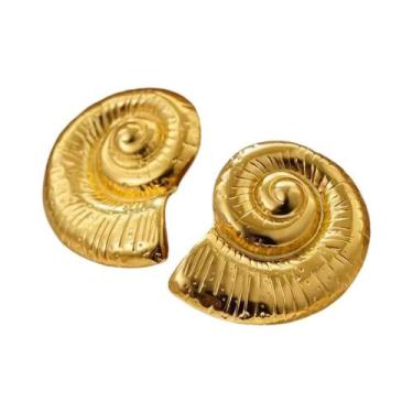 Imagem de Brincos De Concha De Caracol E Estrela-do-mar Banhados a Ouro Para Mul