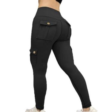 Imagem de Leggings De Cintura Alta Com Bolsos Para Mulheres, Calças Esportivas C