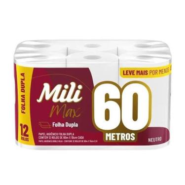 Imagem de Papel Higiênico MILI MAX Folha Dupla Pct c/12 Rolos 60mt