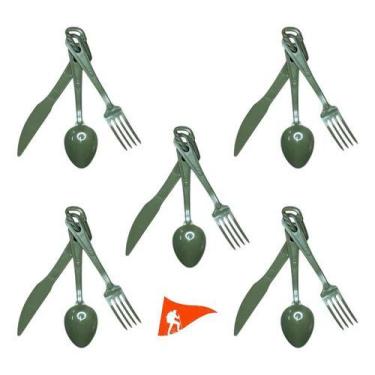 Imagem de 5 Kits Talheres Campanha Camping Aventura Legendarios Trilha Verde-esc