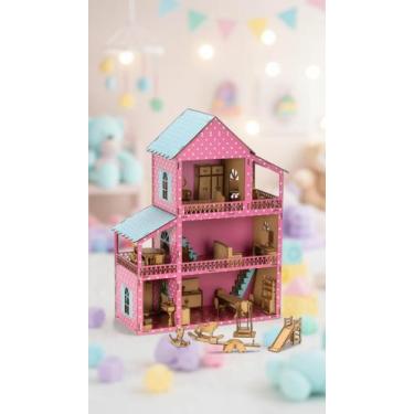 Imagem de Casinha de Boneca MDF 3D com 36 Móveis e Acessórios - Congratulations 