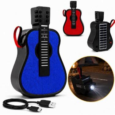 Imagem de Mini Violao Radio Solar Com Lanterna Bluetooth Retro Guitarra Caixa De