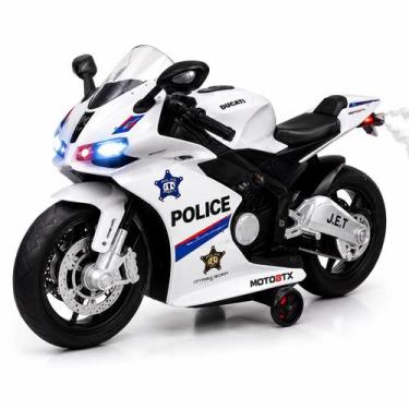 Imagem de Moto Polícia Brinquedo Controle Remoto Luzes LED Sirene Giro 360 - Fun