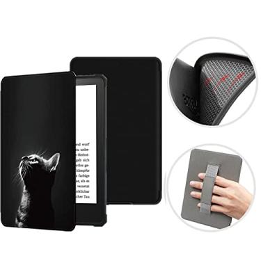 Imagem de Capa para Kindle Paperwhite de 6,8 polegadas 11ª geração de 2021 com função automática despertar/hibernar, design de alça de mão, capa protetora magnética à prova d'água - gato preto