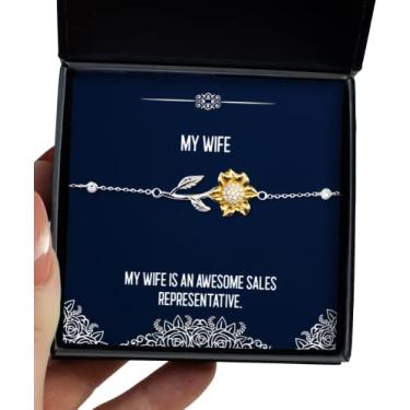 Imagem de SpreadPassion Presentes úteis para esposa, My Wife is an Awesome Sales Representant, Motivational Valentine's Day Girassol Presentes para
