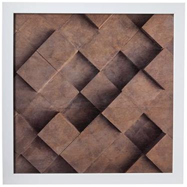 Imagem de Arte Maníacos Quadro decorativo com moldura caixa branca em Madeira - Blocos Textura Pedra - 30x30cm